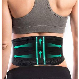 AllyFlex Sports Lightweight Back Brace for Men & Women Under Uniform, Dual Medical 3D Lumbar Pads for Lower Back Pain Relief, Breathable Mesh with Adjustable Stapes for Back Stress - L (Large (Pack of 1))
