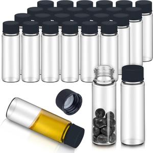 100pcs 0.5 Oz/15ml Clear Glass Vials with Screw Cap, Glass Sample Vial with PE Stopper, Leak-Proof Small Glass Bottles Jars Containers Essential Oil Bottles for Storage Liquid, Pills and Lab Use