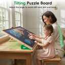 TEAKMAMA 2-in-1 Rotating & Tilting Puzzle Board with 4 Drawers, Portable 1500 Pieces Jigsaw Puzzle Table (34.2" x 26.3") for Adults, Includes Protective Cover, Natural, 1500pc