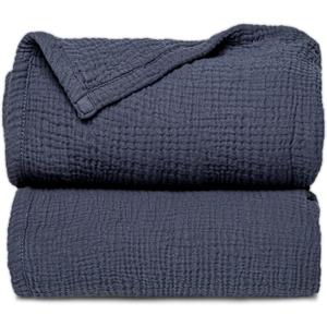 Lulu moon Muslin Quilt Blanket, Crib Blanket for Baby and Toddler,47x47 Inches( M-Blue)