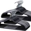 50 Pack Coat Hangers, Space-Saving, Non-Slip, Sturdy Heavy Duty Hangers for Suit, 0.2 Inches Slim Plastic Clothes Hangers, 360 Swivel Hook for Suit/Clothes, Black and Dark Gray