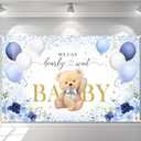 Avezano Bear Baby Shower Backdrop for Boy Blue Flower Balloons We can Bearly Wait Party Banner Bear Baby Shower Party Decorations Banner (6x3.6ft)