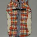 FUAMEY Dog Coat for Medium Dogs, Water proof Dog Winter Jacket with Harness Built in Puppy Cold Weather Coats Reflective Pet Vest with Zipper Warm Fleece Dogs Snowsuit Windproof Red Plaid (M(chest:21in))