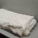 Lotus Karen King Size Faux Fur Blanket Cream White - Big Bubble Rabbit Fluff Throw for Bed Large Fluffy Fuzzy Cozy Thick Furry Plush Shaggy Blankets 108x90 Inches