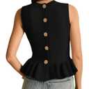 SOLY HUX Women's Sleeveless Sweater Vest Crew Neck Ruffle Knit Casual Going Out Tank Tops Solid, Black, Size: X-Small