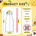 Yinkin 20 Set 10 oz Plastic Milk Bottles with Straws Metal Lids Clear Plastic Containers for Dairy Milk Party Bottle for Juices Shakes Smoothies(Red, White)