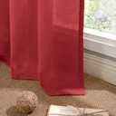 YoungsTex Red Linen Curtains 84 Inches Long for Living Room, Light Filtering Drapes with Grommet Semi Sheer Privacy for Bedroom Dining Room, 2 Panels, 52 X 84 Inch (Sliver-red Color)