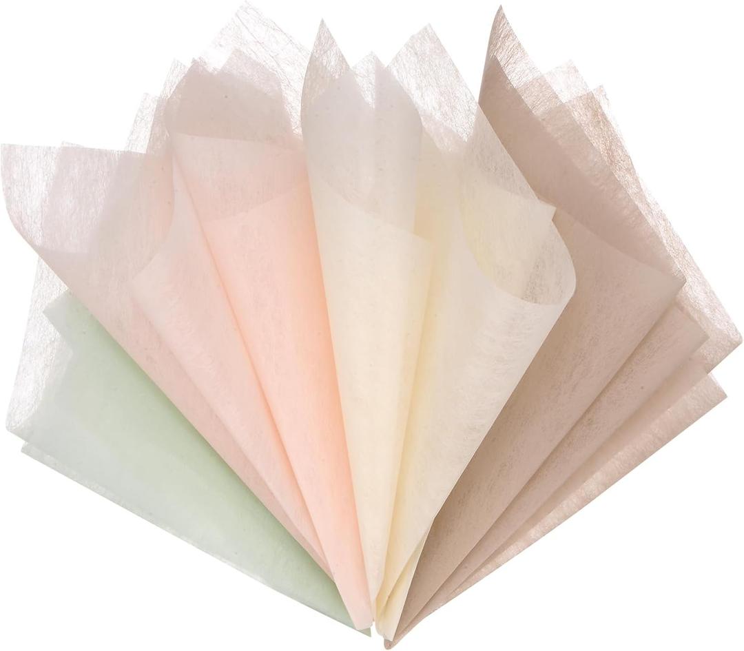 M METERXITY 152 Sheet Korean Cotton Wrapping Flower Paper - Floral Wrapping Paper Waterproof Bouquet Wrapping Paper Apply to Gift Packaging(11.8x11.8inches, Beige+Nude+Pink+Green)