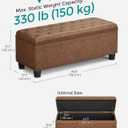 SONGMICS Storage Ottoman, Storage Bench, Tufted Entryway Bedroom Bench, 17.7 x 46.5 x 17.7 Inches, Hinges Easy Lid Operation, Wooden Legs, Synthetic Leather, Loads 330 lb, Coffee Brown ULOM071K01
