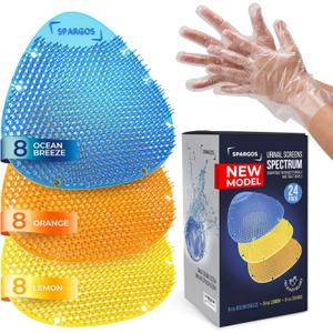 Urinal Screen Deodorizer (24 Pack) Urinal Cakes Fresh 3D Wave Anti-Splash Odor Protection for Toilets in Bathroom Office Stadiums Schools with Free Gloves - 8pcs Blue 8pcs Yellow 8pcs Orange