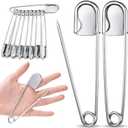 Juexica 15 Pcs Large Safety Pins 5 Inch Jumbo Stainless Steel Safety Pins Heavy Duty Huge for Strong Laundry Upholstery Sewing Quilting Key Rings Craft Outdoor (Silver)