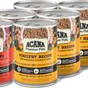 ACANA Premium Pate in Bone Broth Grain-Free Wet Dog Food Variety Pack: Beef + Poultry Recipes 12.8oz Cans (6 Count, 3 of Each)
