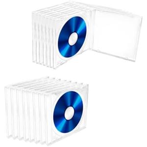 DXNQ 12 PCS Standard Single Clear CD Jewel Case, Plastic Dustproof Classic Design CD Cases, Compact CD DVD Cover with Assembled Transparent Tray for Protection & Replacement (Transparent, Style1)