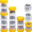 Space Saving Nail and Screw Container,Small Screw Storage Organizer Box,Translucent Fun System,Portable Small Parts Storage Containers 12 Cups & 9 Caps for Fastener Nails Nuts Bolts,Oroto Linka