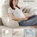 Blissful Diary Reading Pillow, Large Backrest Pillow with Shredded Memory Foam for Adult & Children, Designed for Bed and Couch Sitting Up, Includes Arms, Pockets and Washable Cover, Off White