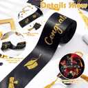 Zeyune 114 Pcs 2026 DIY Graduation Bouquet Set Black Ribbon with Glitter Gold Congrats Grad Mini Graduation Caps with Tassel Gold Butterfly Decor Diamond Pins for Graduate DIY Flower Gift