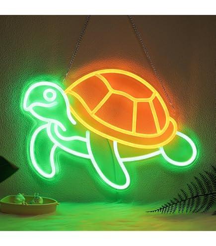 Lampeez Turtle Neon Sign, LED Turtle Night Light for Room Decor, Wall Decoration Gifts for Kids Teens Women Men