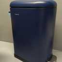 TIPGO Slim Bathroom Trash Can with Lid Soft Close, Step Pedal, 6 Liter / 1.6 Gallon Stainless Steel Trash Bin, Small Garbage Can for Bedroom, Office, Kitchen (Navy Blue)