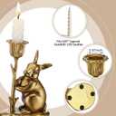 Havawish 2 Pcs Easter Bunny Taper Candle Holder Vintage Gold Bunny Decorations Rustic Candlesticks Pedestal Rabbit Centerpieces Decor for Easter Home Mantle Table
