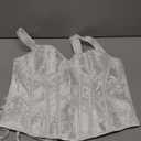 Women's Lace up Gothic Jacquard Shoulder Straps Tank Overbust Shaper Corset Bustiers Top (X-Large, White)