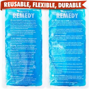Perfect Remedy 2-Pack Gel Ice Packs for Injuries Reusable, Hot & Cold Pack thats Durable, Soft & Flexible, Fast Relief & Recovery (Blue, Reg 2PK)