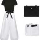 Halloween Cosplay Costumes for Women Men Outfit (Black, M)