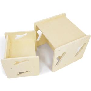 Montessori Weaning Table and Chair Solid Wooded Toddler Table and Chair Set Kids Montessori Furniture, 1 Chair and 1 Table, Yellow