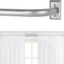 TANGWIN Silver Wrap Around Curtain Rods 48 to 90 In: Blackout Heavy Duty Adjustable Window Curtain Rod Room Darkening,1 Inch Modern Industrial Curved French Return Metal Drapery Rod Easy Install, Nickel