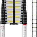 Telescoping Ladder 20.3 FT,CE ANSI Certified Aluminum Extension Ladder with 2 Triangular Stabilizers,330 lbs Max Capacity Multi-Purpose Portable Collapsible Ladder for RV,Outdoor Work Silver