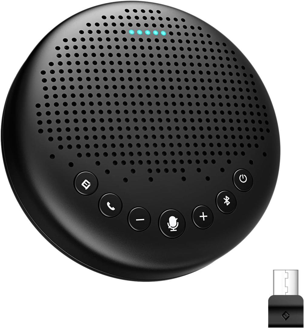 EMEET Conference Speaker and Microphone Luna 360 Voice Pickup w/Noise Reduction/Mute/Indicator USB Bluetooth Speakerphone w/Dongle for 8 People Daisy Chain for 16 Compatible with Leading Software
