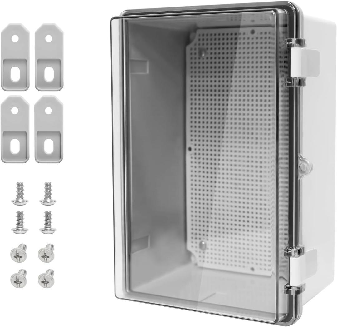 ABS Plastic Dustproof Waterproof IP65 Junction Box Hinged Shell Universal Electrical Project Enclosure Gray, with PC Transparent Clear Cover 11.4 x 7.5 x 5.5inch(290 x190 x140mm)