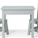 Melissa & Doug Solid Wood Kids Table and Chairs (2), Premium Quality Wooden Toddler Table and Chair Set for Kids Playroom Furniture & Montessori Classroom Furniture for Boys & Girls Ages 3+, Grey