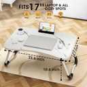Folding Lap Desk, 23.6 Inch Wood Laptop Bed Desk with Cup Holder, Portable Bed Table for Working Writing Reading & Eating for Bed, Sofa, Couch, Floor - White&Black