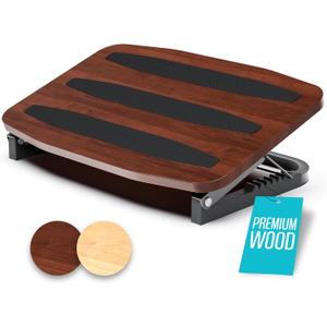 Adjustable Under Desk Foot Stool - Ergonomic Foot Rest with 7 Angles - Walnut