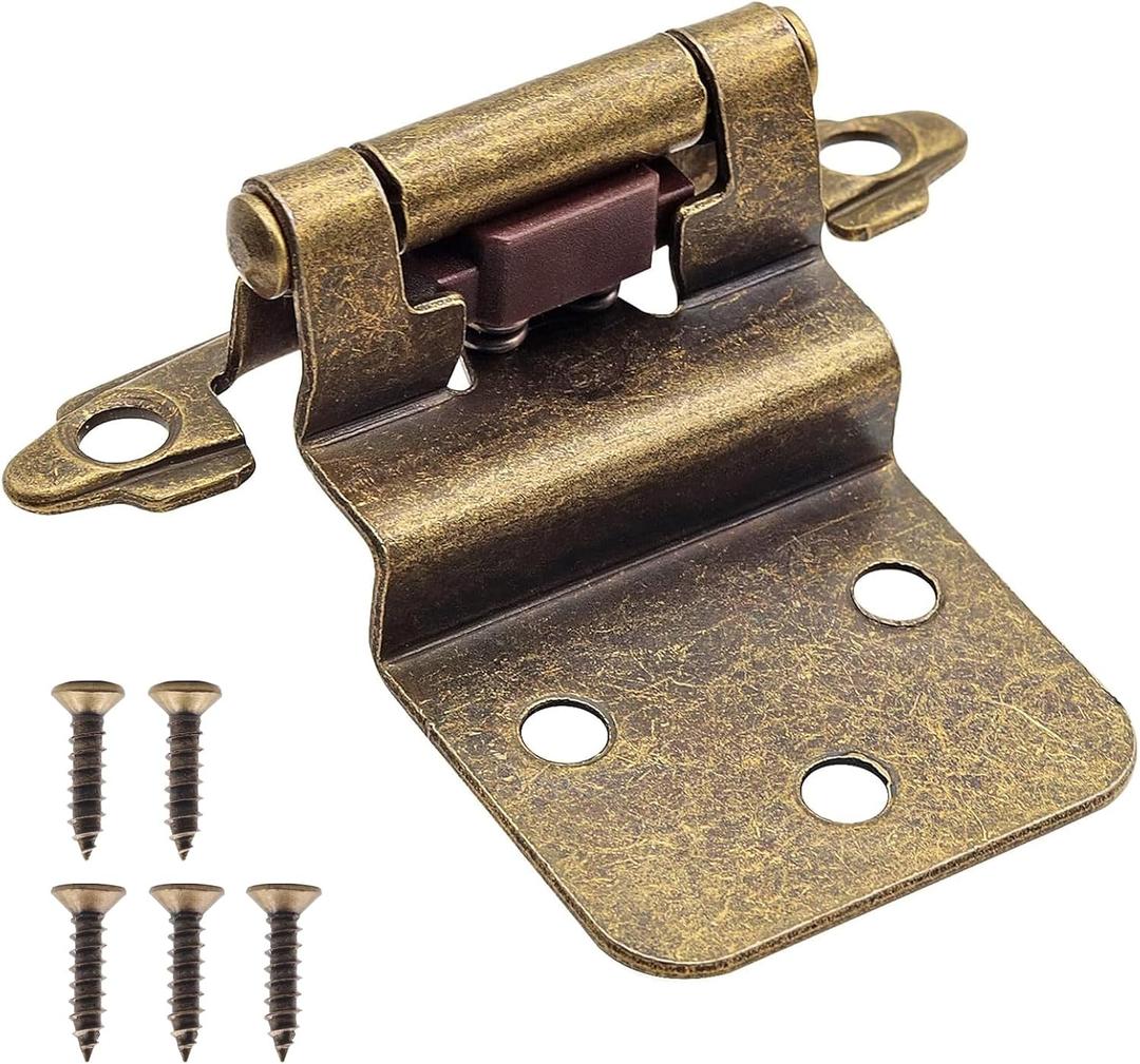 Antique Brass Inset Hinges for Kitchen Cabinet Door, 6 Pack (3 Pairs) Self Closing Hidden Kitchen Cabinet Hinge for Cabinet Doors