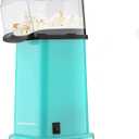 OVENTE Hot Air Popcorn Popper Maker with Measuring Cup, One-Touch Power Button and BPA-Free, 1400W Small Electric Corn Kernels Popping Machine for Kids Party and Movie Night, 16 Cups, Turquoise PM11T
