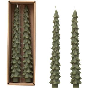Creative Co-Op Unscented Tree Shaped Taper Candles, Evergreen, Boxed Set Of 2 (10") Creative Co-Op Unscented Tree Shaped Taper Candles, Evergreen, Boxed Set Of 2 (10")