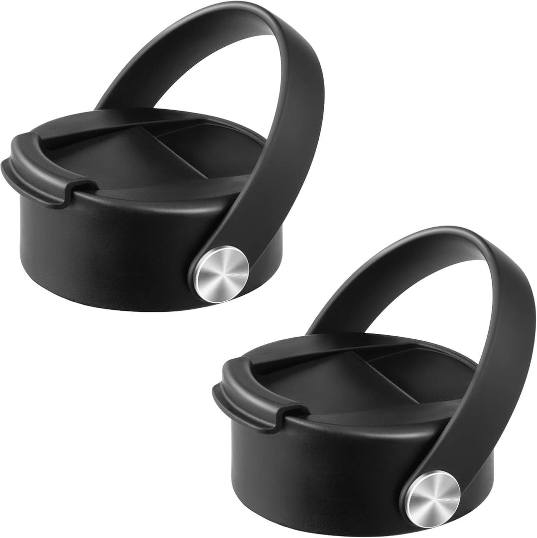 2Pack Flip Lid for Wide Mouth Insulated Sports Water Bottles,Replacement Lids Compatible with Hydro Flask for 12 16 18 20 32 40 oz Wide Mouth Water Bottle (Black)