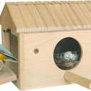 HiCaptain Bird Nesting Box Wooden Cockatiel Breeding Nest for Cages, Large Parakeet Nest Box Lovebird House Budgie Breeding Box (Wood)