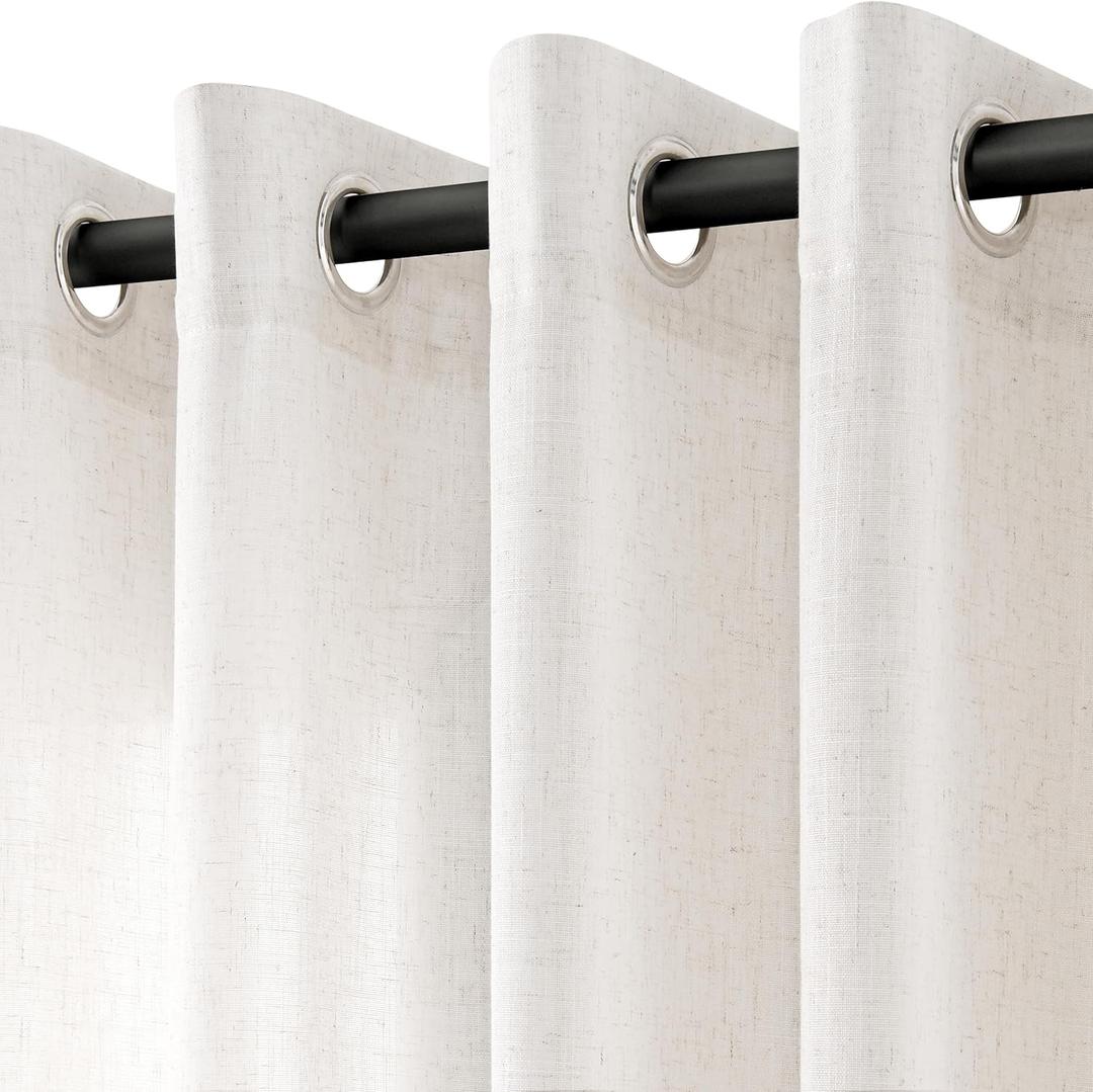 Natural Linen Curtains 84 inch Long for Living Room Grommet Privacy Sheer Curtains That Let Light in Farmhouse Aesthetic Bedroom Neutral Cream Window Curtain Drapes 84 Length 2 Panels Set Birch