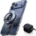 TORRAS PolarCircle Qi2.2 Wireless Charger, 25W Cooling Magnetic Pad for Samsung Galaxy S26/S25, Wireless Charger for iPhone 17/16 with 360Spin Stand, Semiconductor Phone Cooler, with 45W IceNano Plug (Sapphire Black)