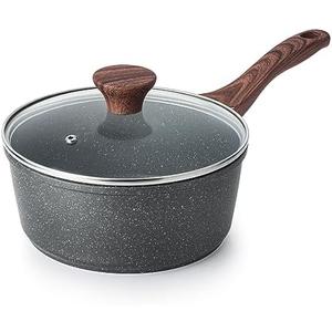 SENSARTE Nonstick Saucepan with Lid, 1.5 Quarts Small Pot with Swiss Granite Coating, Stay-cool Handle, Multipurpose Handy Sauce Pot Small Kitchen Cooking Pot, Induction Comptable, PFOA Free
