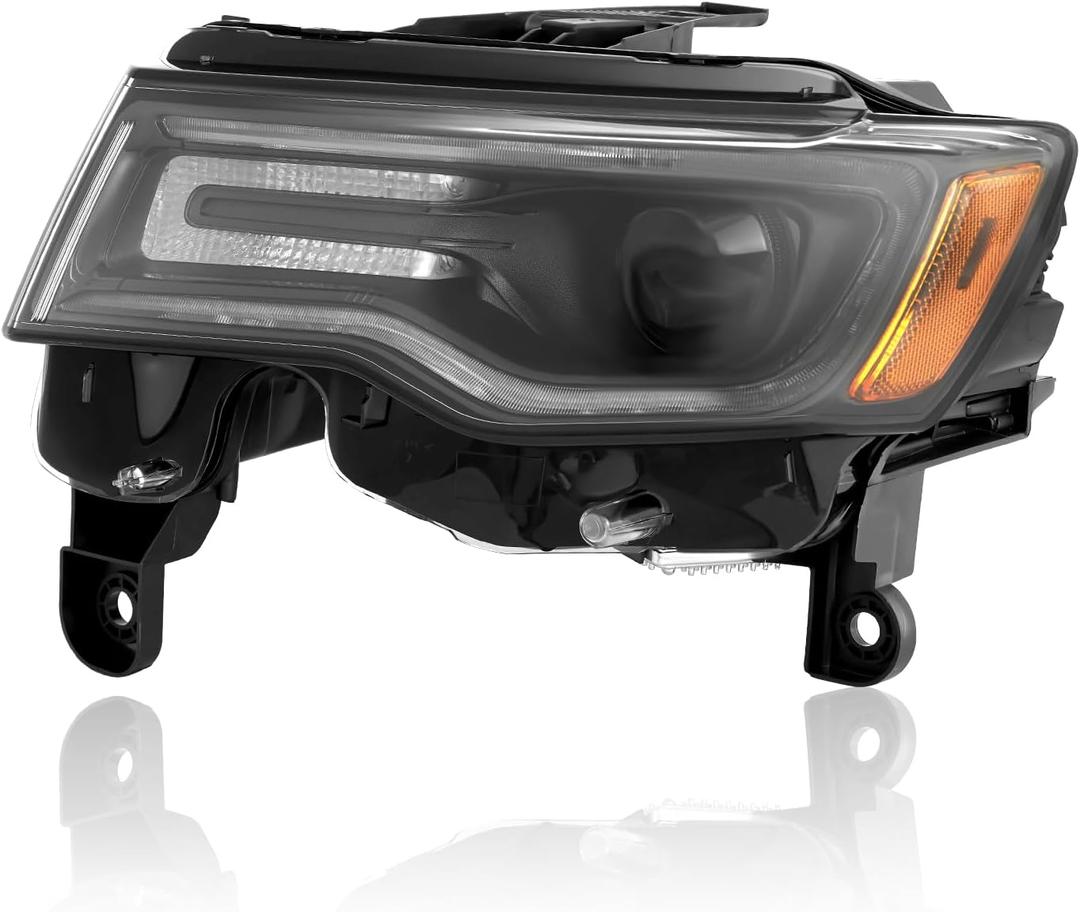 Headlight Assembly Fit for 2016-2021 Grand Cherokee, Xenon/HID Headlamp, w/LED DRL, Driver Left Side, Replace 68266649AH 68266647AD