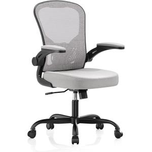 Office Chair, Ergonomic Desk Chairs 330LBS Capacity High Back Mesh Computer Chair with Flip-up Armrests, Comfy Work Chair with Adjustable Lumbar Support, Rolling Chair Black Grey