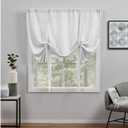 XCLUSIVE HOME Loha Light Filtering Rod Pocket Tie Up Shade, 54"x63", Winter, Includes one (1) tie-up shade that measures 54"W x 63"L. It features four ties to tie it up for a ruching effect or leave it untied for added privacy