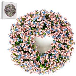 4th of July & 250th Anniversary Flag Decoration, Patriotic Front Door Decor with Premium Faux Silk Flowers & All-Weather Greenery for Porch & Wall Flag Day Veterans Day