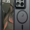 FNTCASE for Motorola Edge-2025 Magnetic Case: Matte Textured Military Grade Drop Protection Translucent Cell Phone Cover - Slim Rugged Durable Shockproof Protective Bumper Phonecase(6.6 inch/Black)