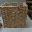 Foldable Wicker Storage Baskets,Paper Rope Square Storage Cubes,Wicker Basket for Organizing Shelves Living Room Bedroom Pantry, Set of 4 Baskets,11''x11''x11''