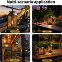 2 Pack Solar Lanterns Outdoor, Hanging Glass Solar Lights Waterproof, Dual Power Solar & 2*AA Battery, for Porch, Patio, Yard and Indoor Table or Mantel