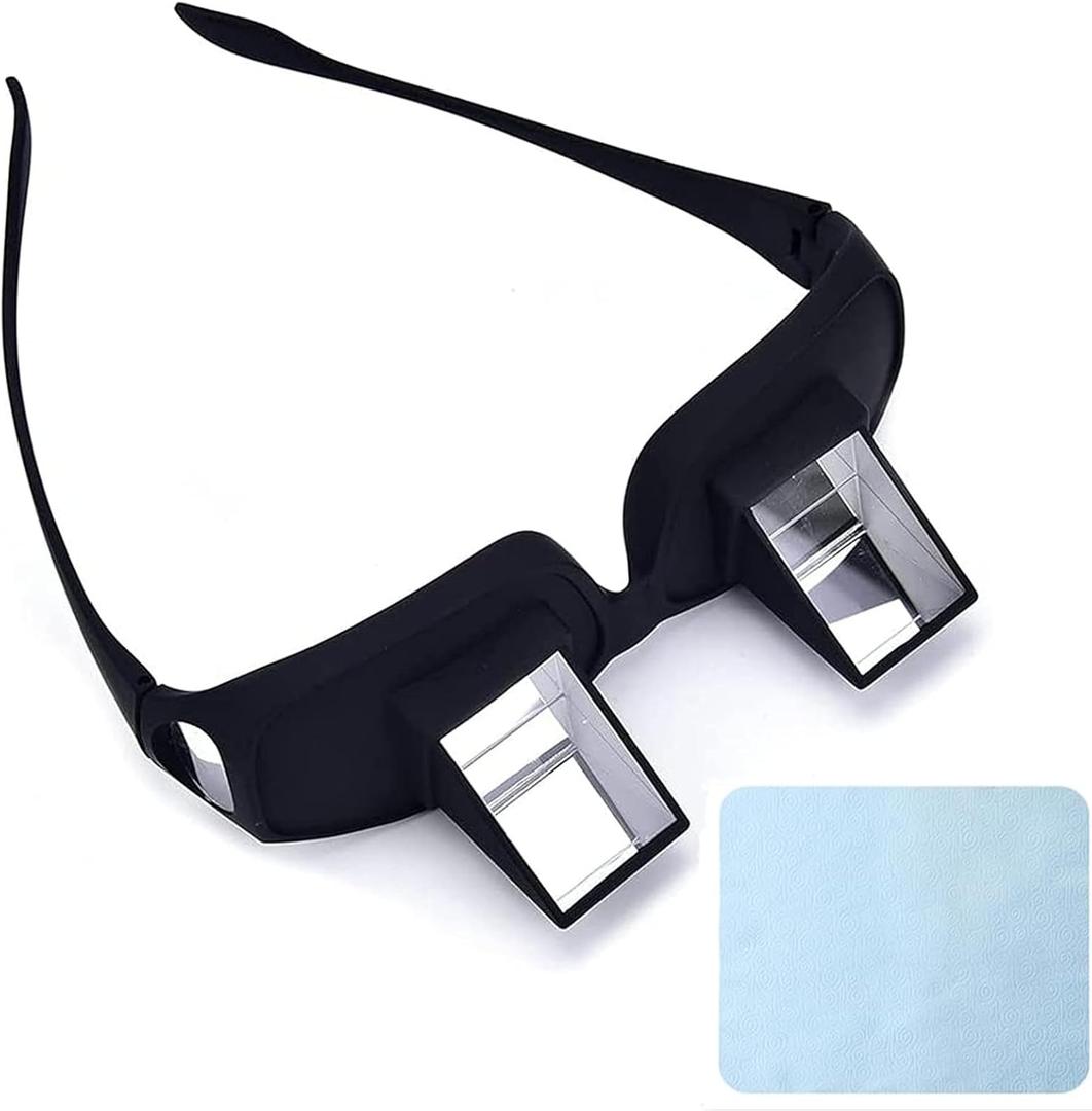 Lazy Glasses Bed Prism Glasses, Horizontal High Definition Reading Glasses for Laying Down Reading and Watching TV (Black)